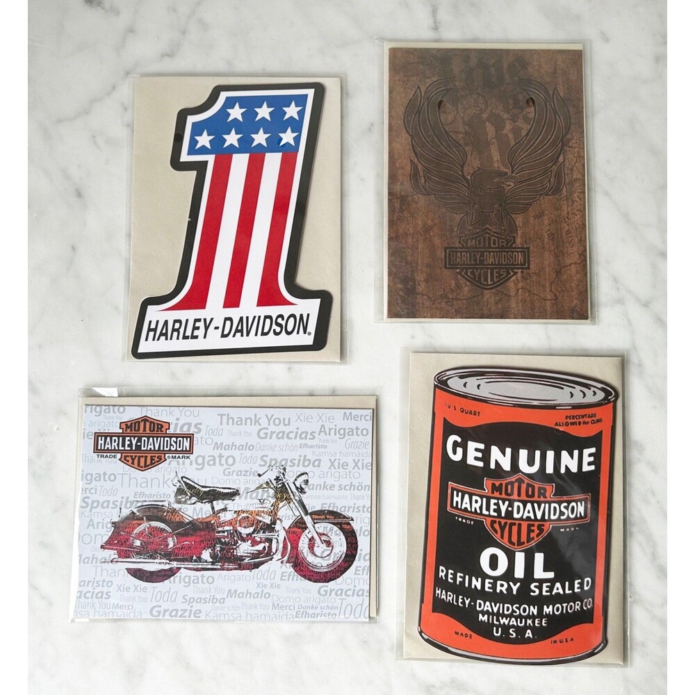 Harley-Davidson Paper Goods Set of 4 Motorcycle Greeting Cards - Blank Inside